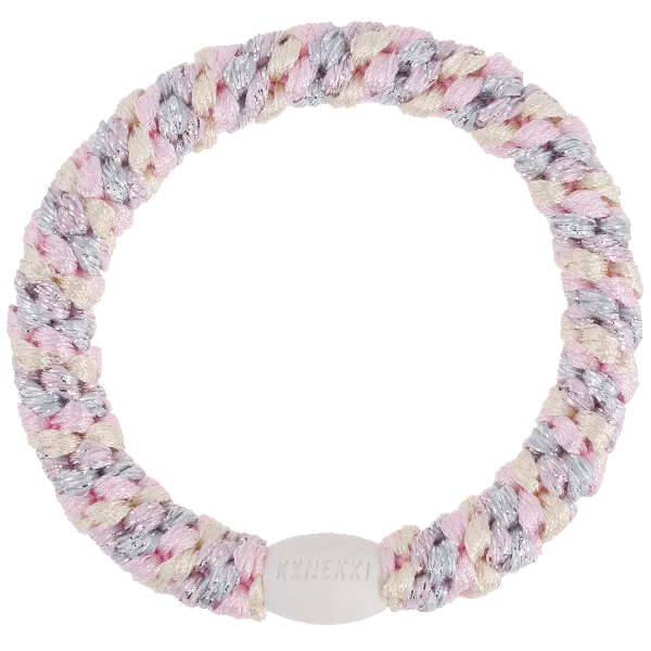 Kknekki hårstrikk Mix Silver Pink Glitter